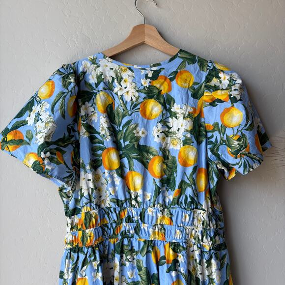 Anthropologie Dress Somerset Maxi Floral Flutter Sleeve Dress Iris Blue Size L - Picture 8 of 9